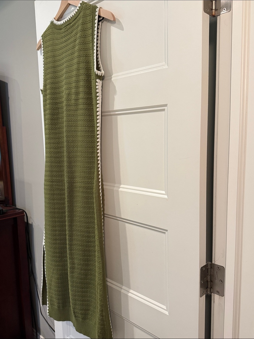Varley Dwight Tank Knit Dress in Fresh Fern Green with White Trim - Picture 12 of 13